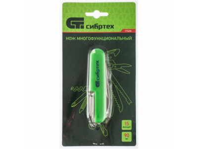 Нож многофункциональный, компактный размер, 15 функций, 90 мм Сибртех