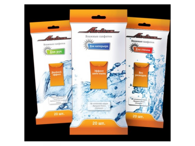 Салфетки влажные AIRLINE для автосалона и интерьера (10шт)