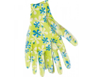 Перчатки садовые из полиэстера с нитриловым обливом, зеленые, L //PALISAD