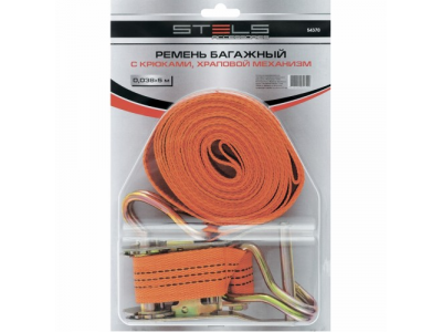Ремень багажный с крюками, 5x0.038м, храповый механизм // STELS